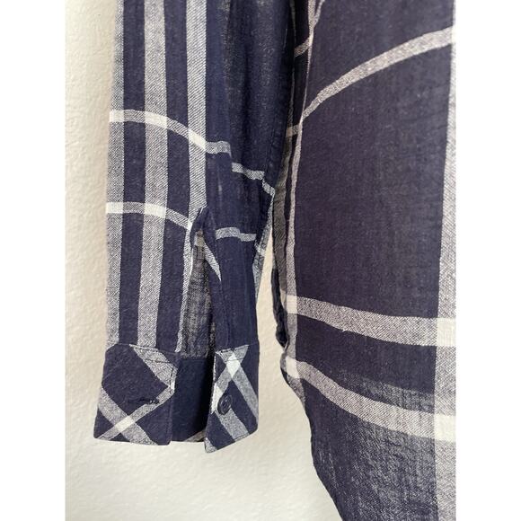 Rails Top Shirt Plaid Button Down Linen Blend Charli - Picture 8 of 12